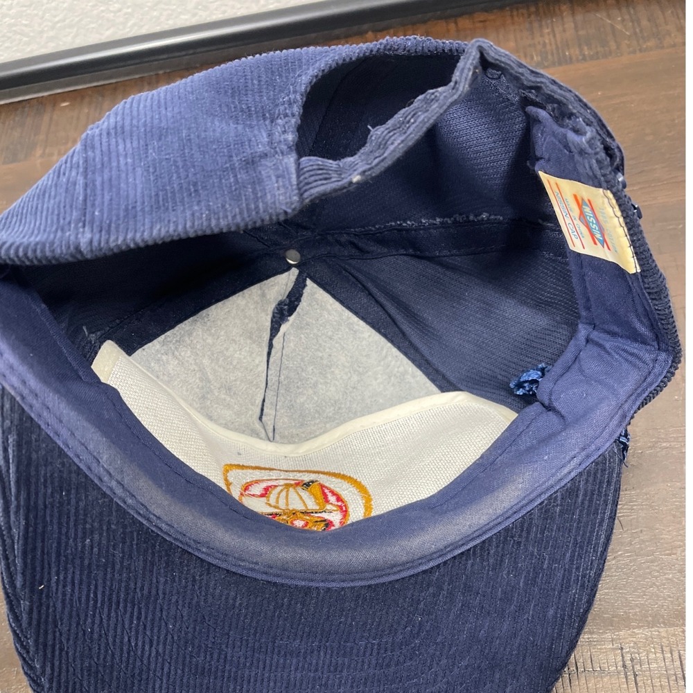 Vintage Nissin Cap Los Angeles County Fire Dept Corduroy Rope Hat Navy Blue - Picture 2 of 4